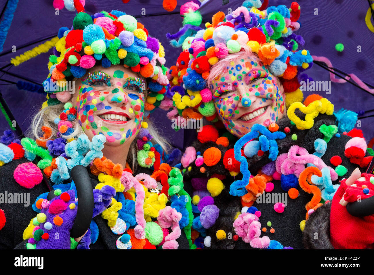 Colourful costumes on display. The German Carnival season traditionally
