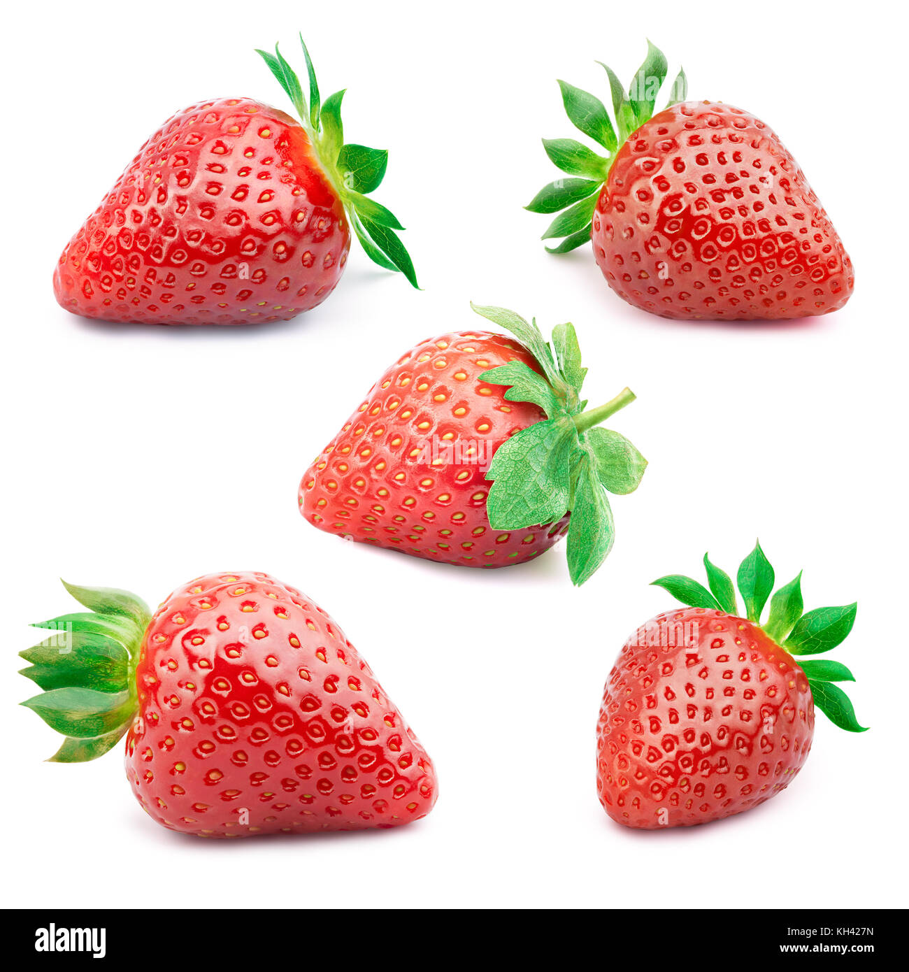 Set of five strawberries isolated Stock Photo Alamy
