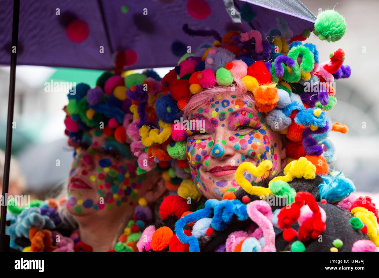 Colourful costumes on display. The German Carnival season traditionally