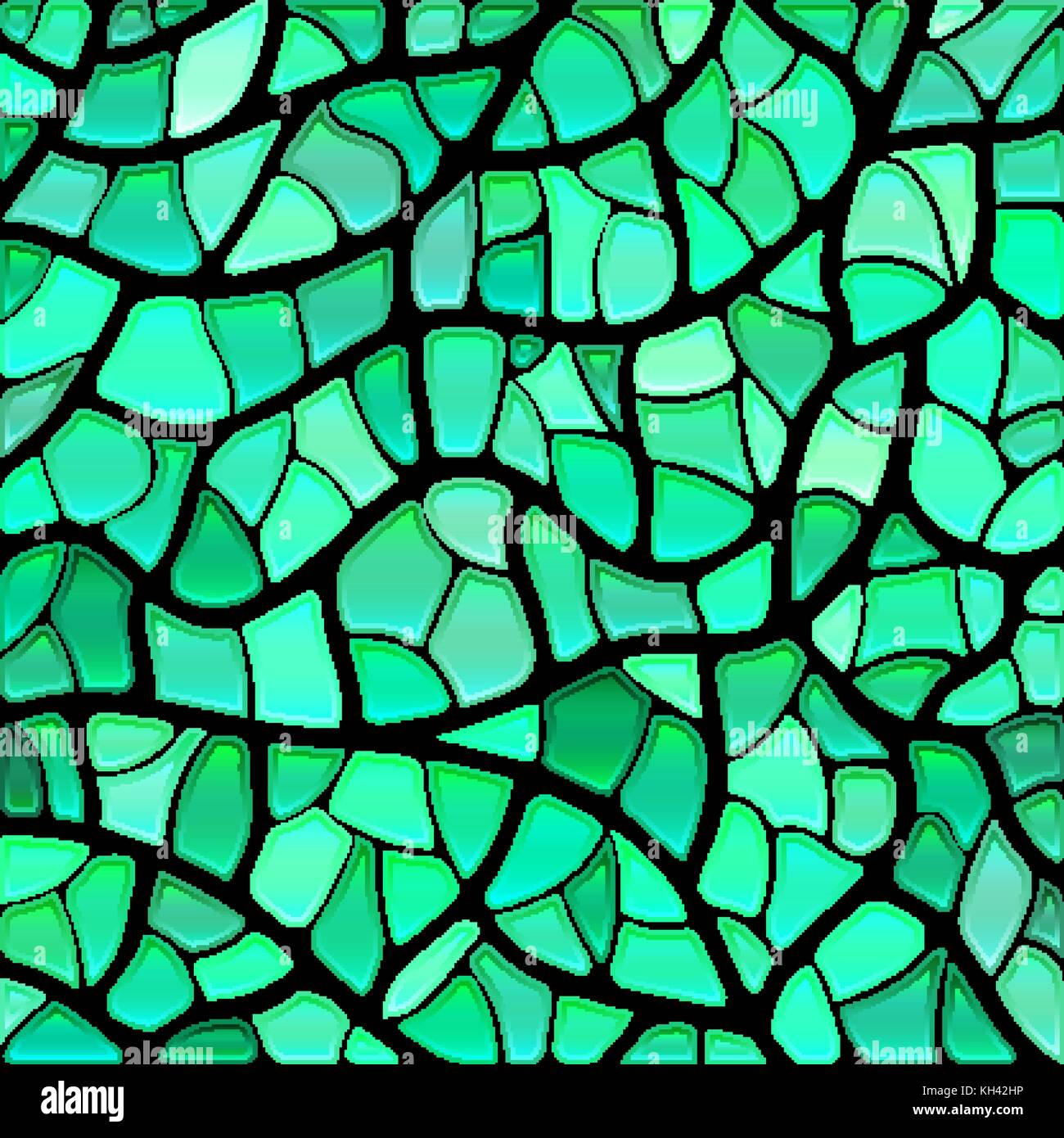 abstract vector stained-glass mosaic background - green nd teal Stock ...