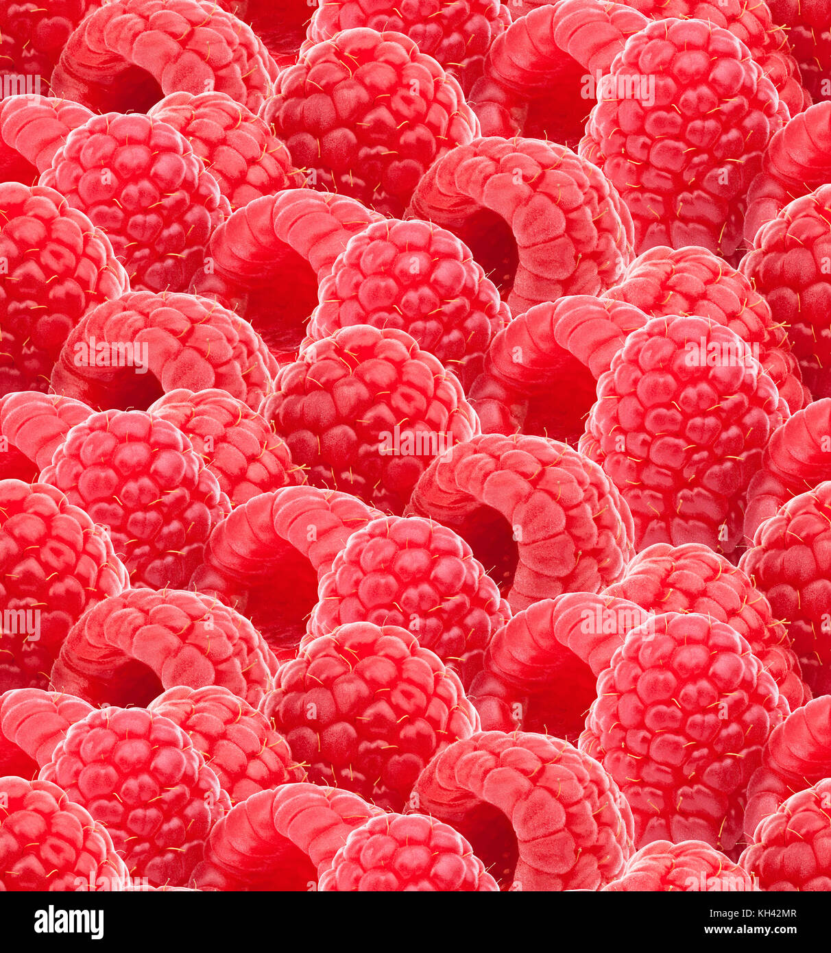 Seamless texture with raspberries Stock Photo
