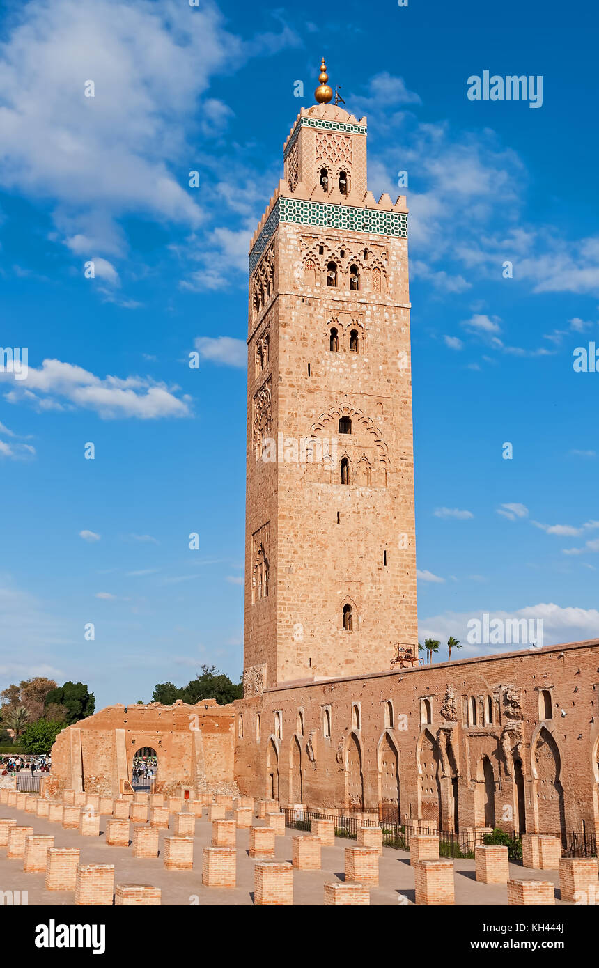 Minaret of the Koutoubia Mosque - Marrakech, Morocco Stock Photo
