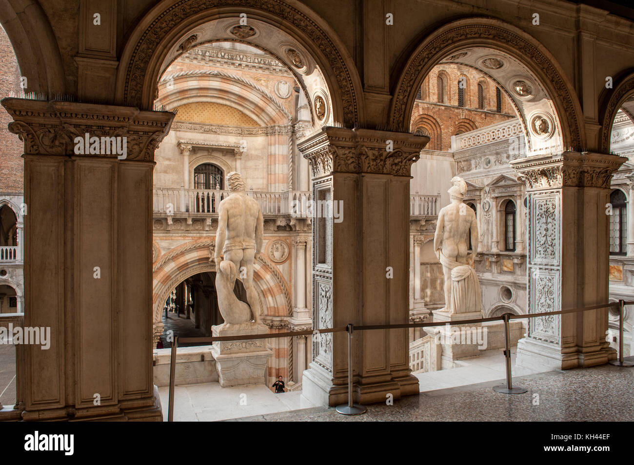 Exterior details of Doge’s Palace in San Marco, Venice, Italy. The oldest parts of the palace were established 1340. Stock Photo