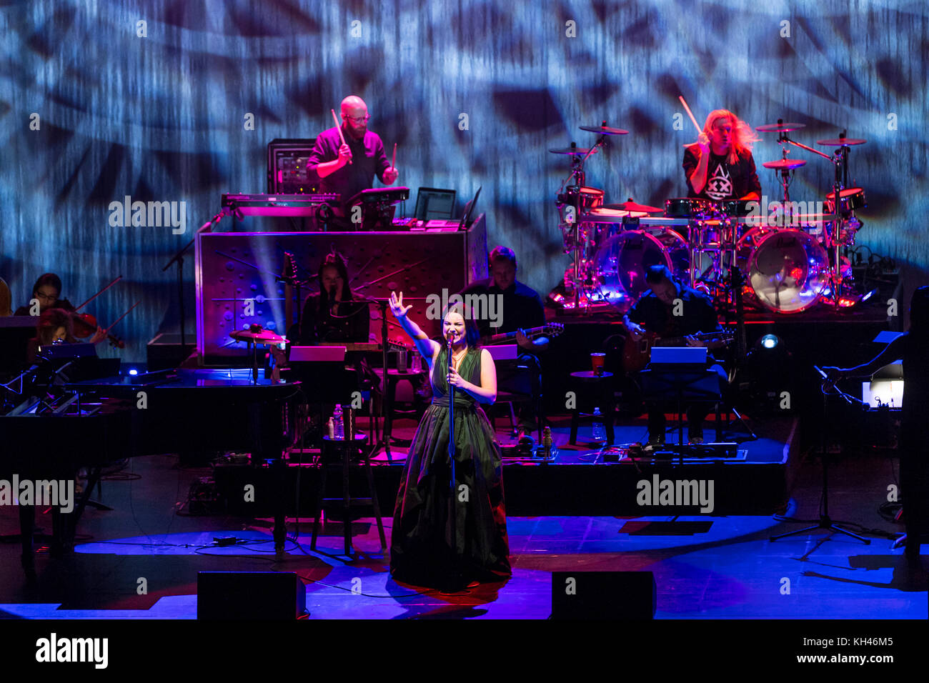 New York, NY - November 10, 2017: Evanescence rock band with orchestra performs at Kings Theater of Brooklyn Stock Photo