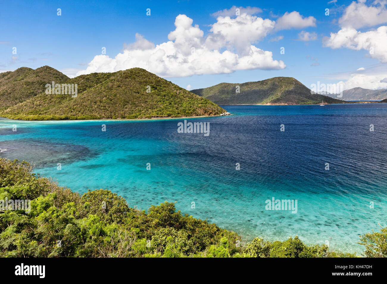 View of Leinster Bay with the British Virgin Islands in the Background, St John, USVI Stock Photo