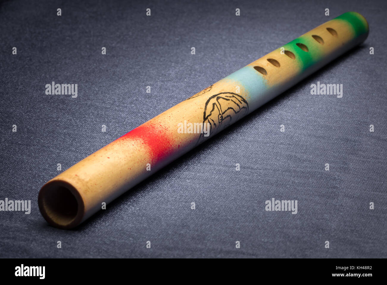 Closeup of a traditional colorful (red, blue, green) japanese flute Stock Photo Alamy