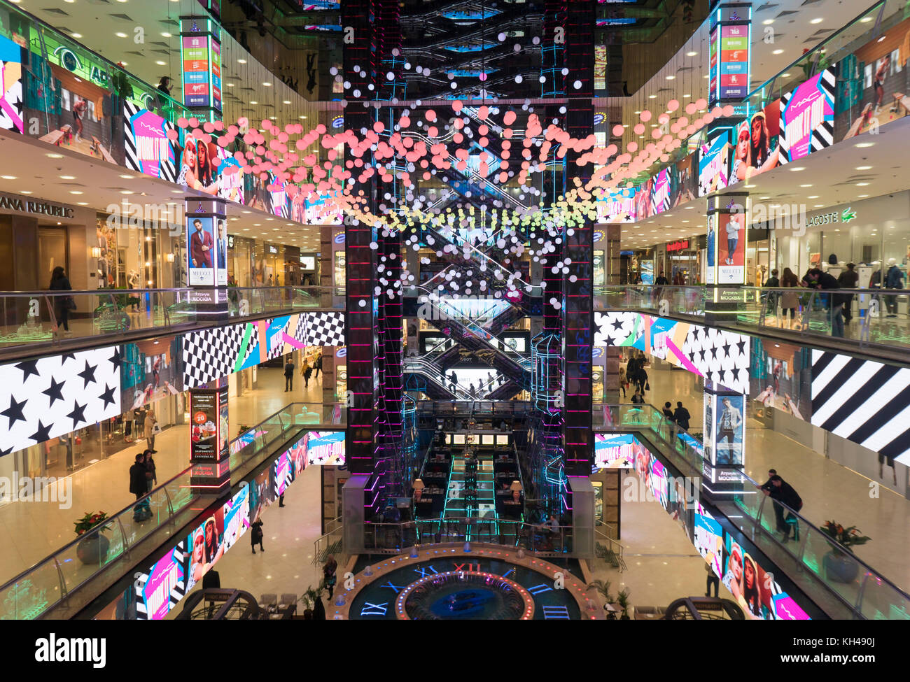 Futuristic design of the atrium in the shopping center Evropeisk Stock Photo