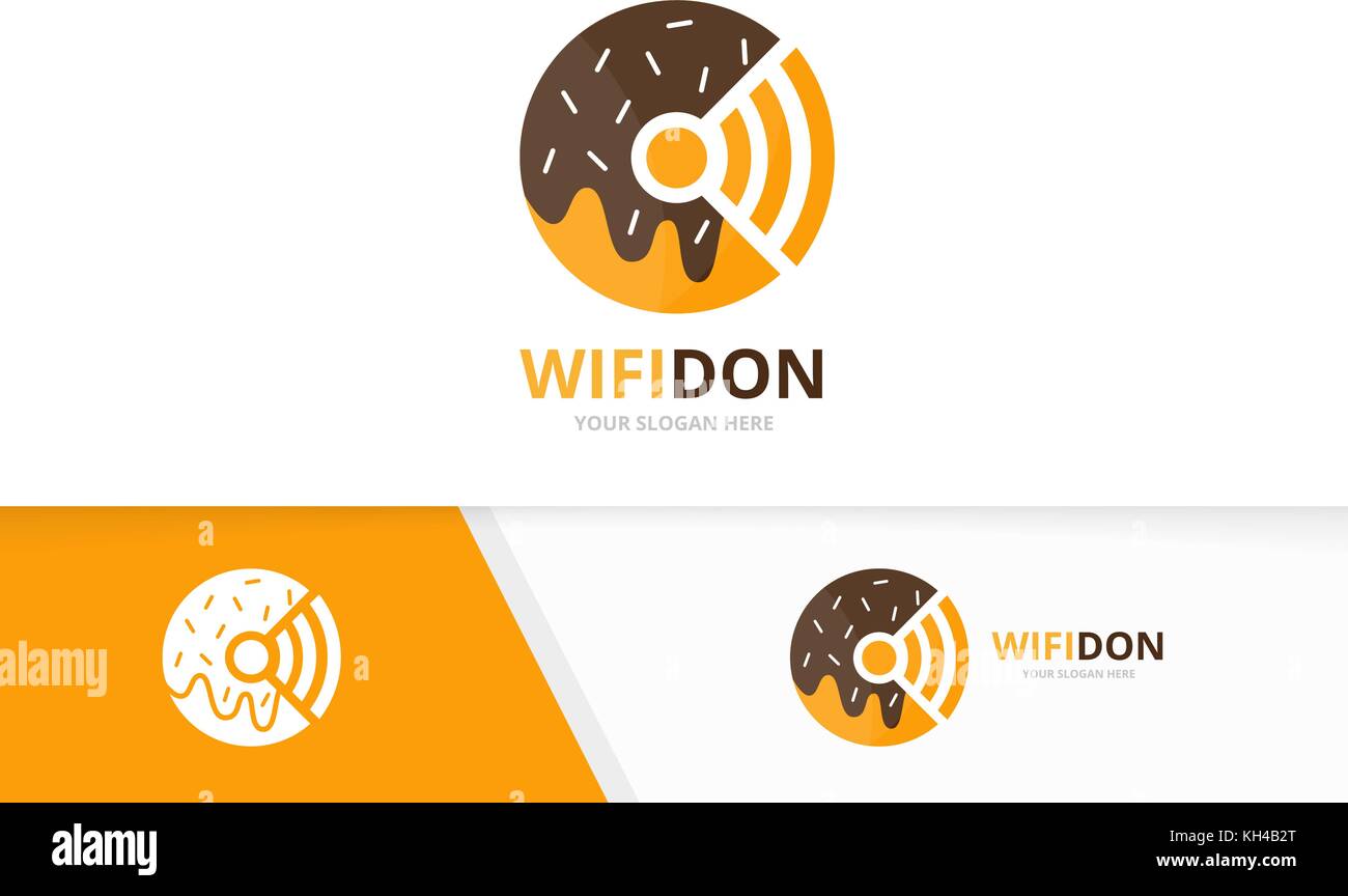 Vector donut and wifi logo combination. Doughnut and signal symbol or ...