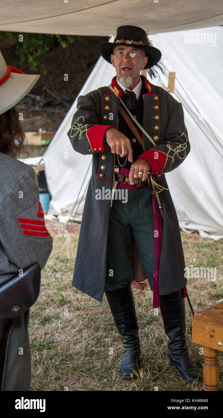 Man stands in Confederate officer uniform during Civil War Reenactment at  Duncan Mills on July 14, 2014 Stock Photo - Alamy
