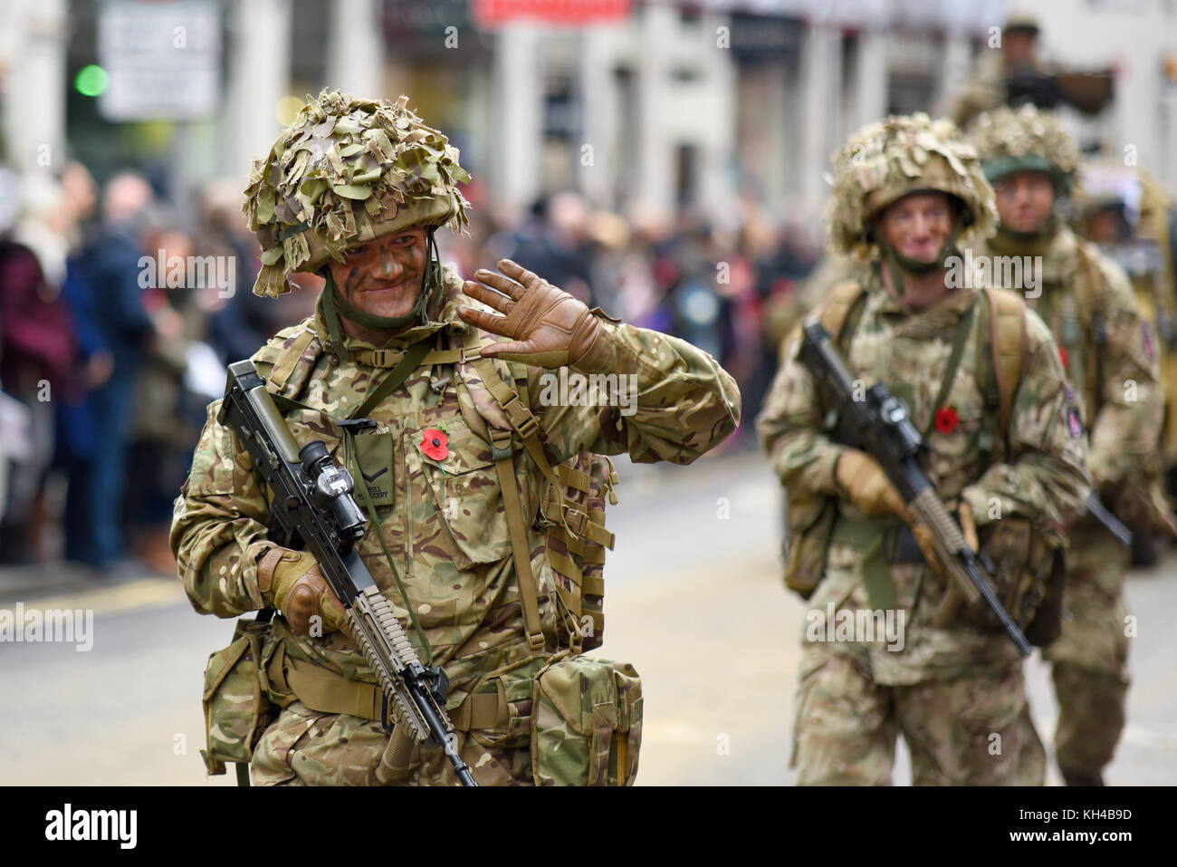 Royal Yeomanry Light Cavalry Army Reserve regiment at the Lord Mayor's Show Procession Parade along Cheapside, London. Crowds in the City Stock Photo