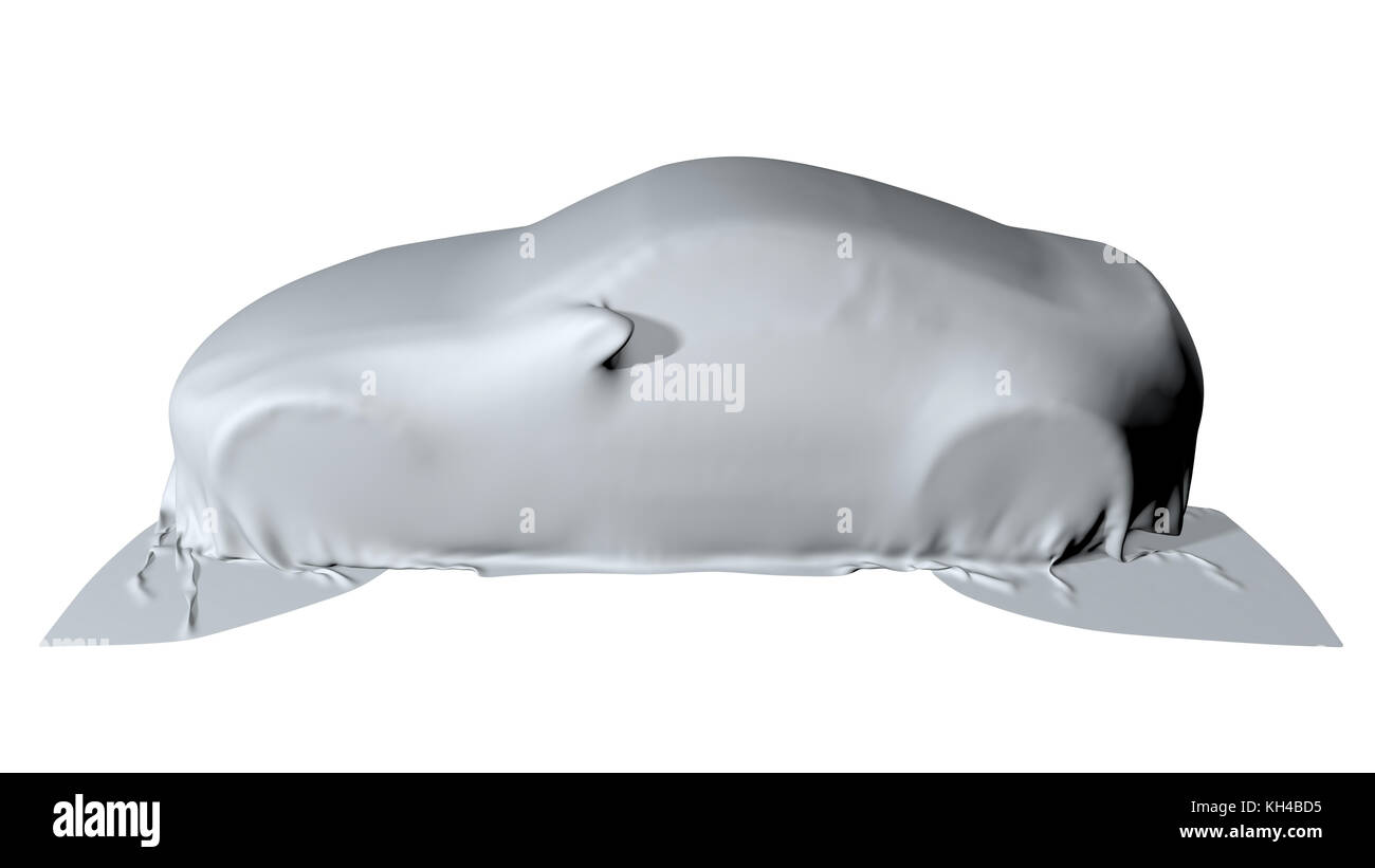 Car covered with a cloth isolated. 3D render Stock Photo - Alamy