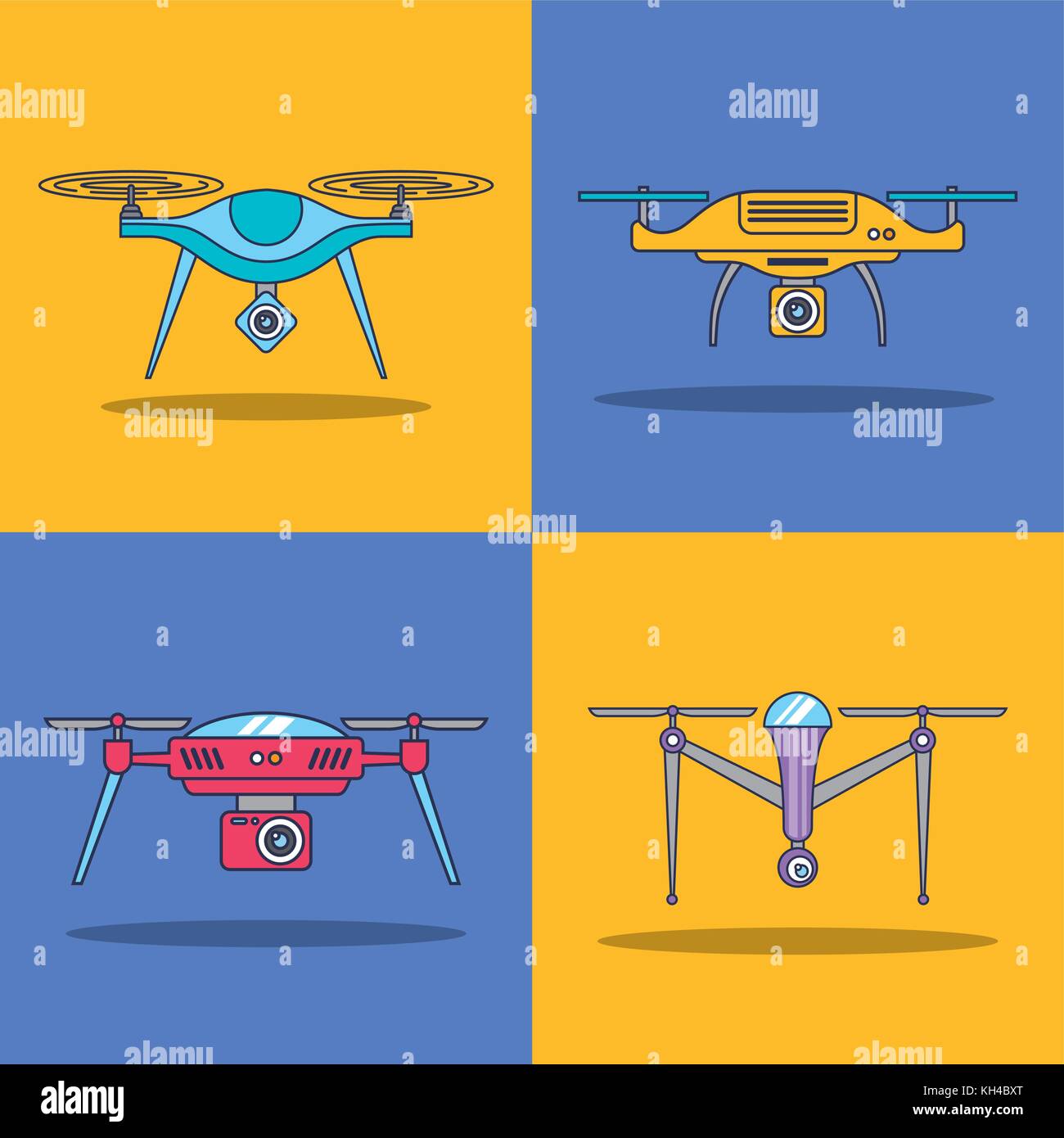 drone icon set remote control aerial camera view Stock Vector Image ...