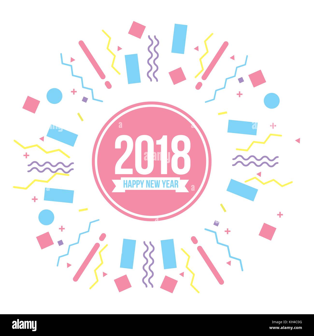 happy new year 2018 poster greeting banner pastel color design Stock ...