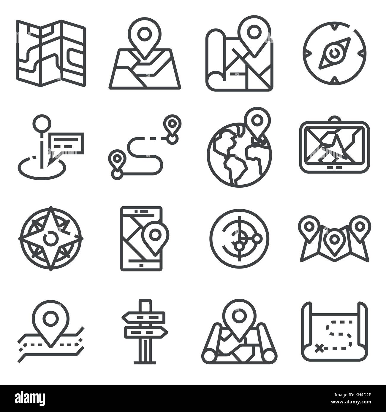 Map icons and location icons with white background Stock Vector Image ...