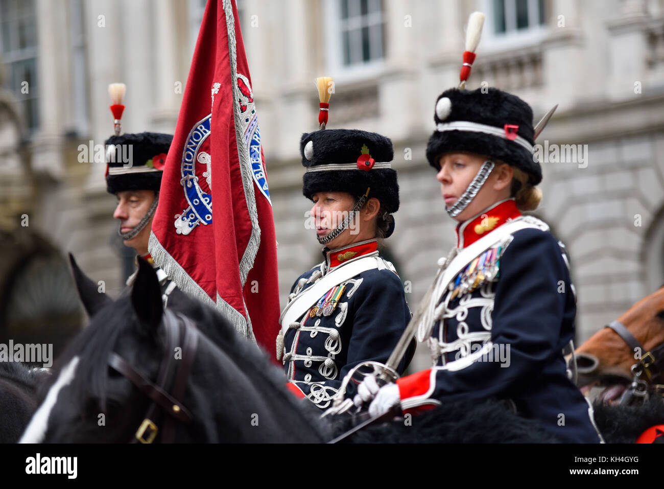 LIGHT CAVALRY, HONOURABLE ARTILLERY COMPANY at the Lord Mayor's Show Procession Parade along Cheapside, London. In the City Stock Photo