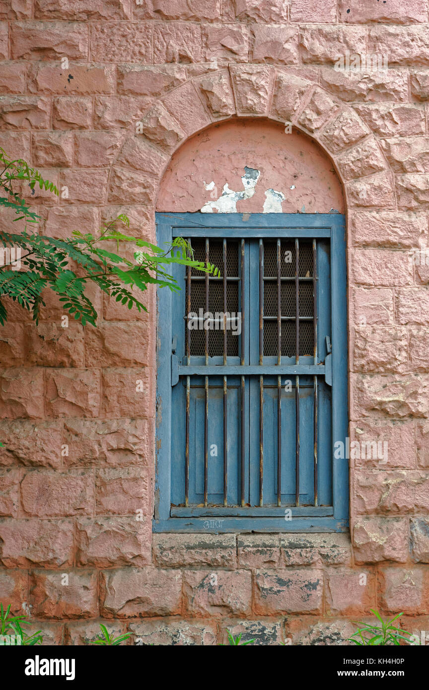 mahanagar palika school window, miraj, Maharashtra, India, Asia - stp 259690 Stock Photo