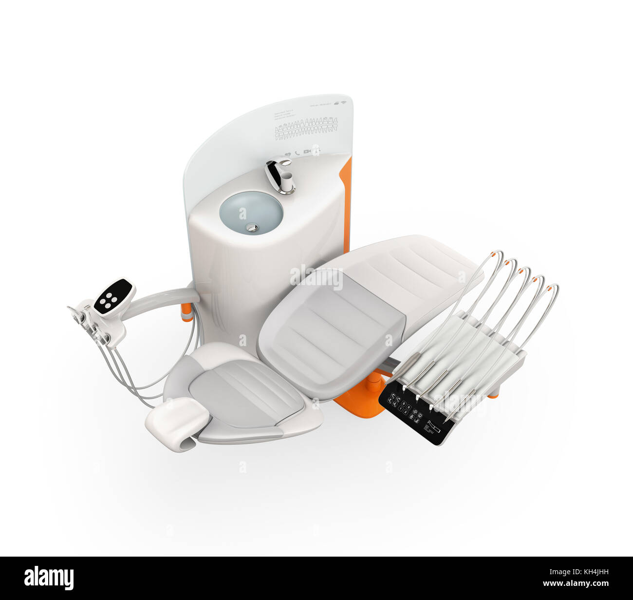 Dental unit equipment isolated on white background. 3D rendering image