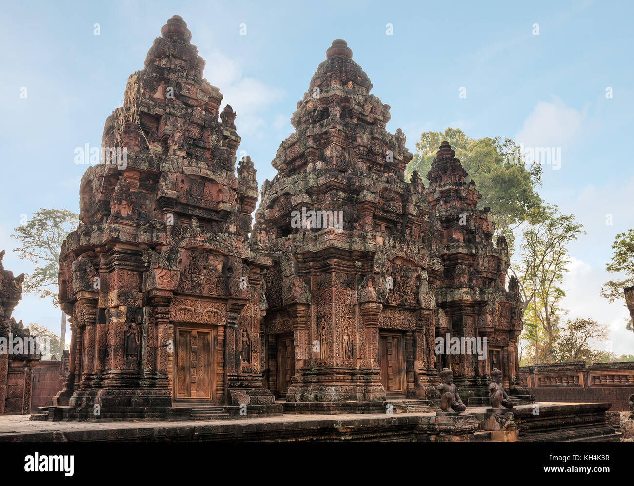 Ancient Cambodian temple Banteay Srei (Pink Templ) Stock Photo