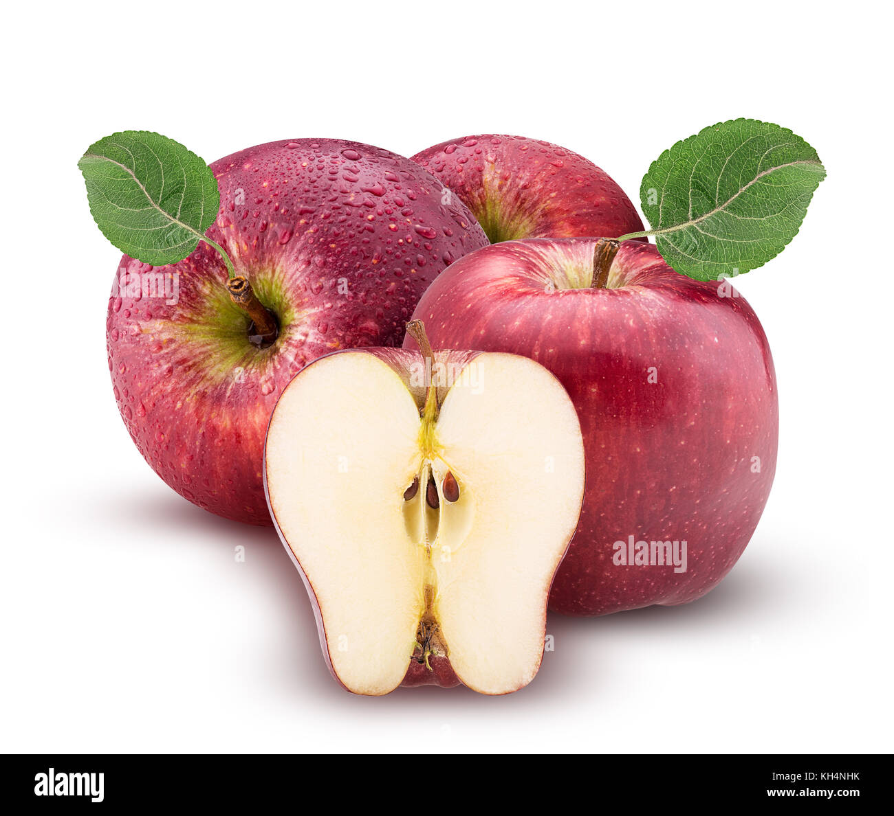 https://c8.alamy.com/comp/KH4NHK/red-and-green-apples-one-cut-in-half-with-leaf-with-water-drops-isolated-KH4NHK.jpg