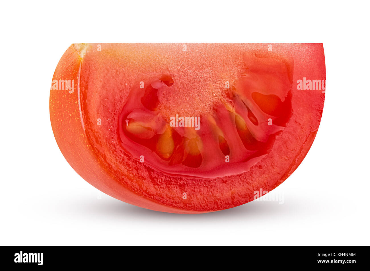 Fresh red tomato slice isolated on white background Clipping Path. Full depth of field. Stock Photo