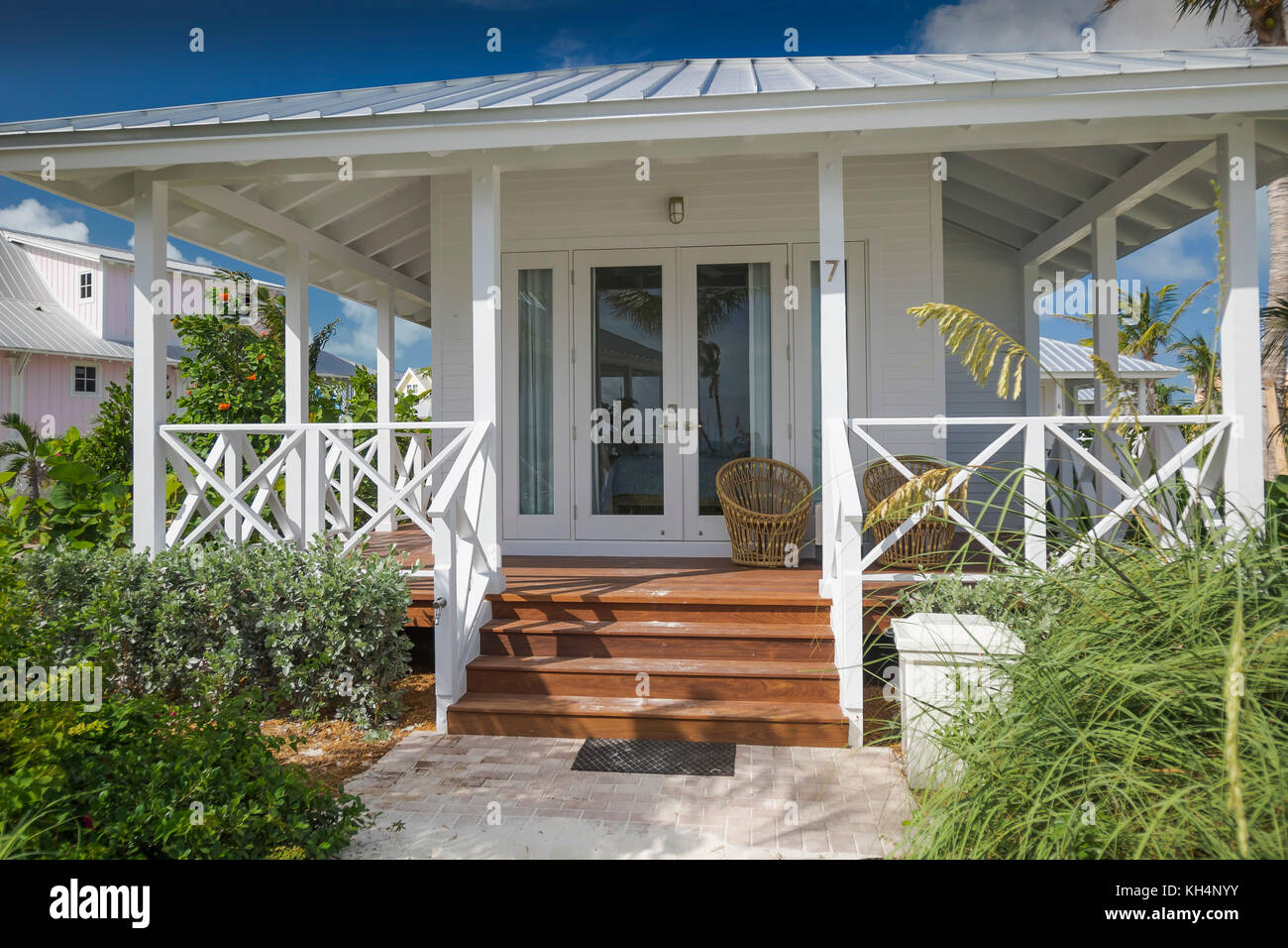 Private Beach House on Chub Cay Stock Photo