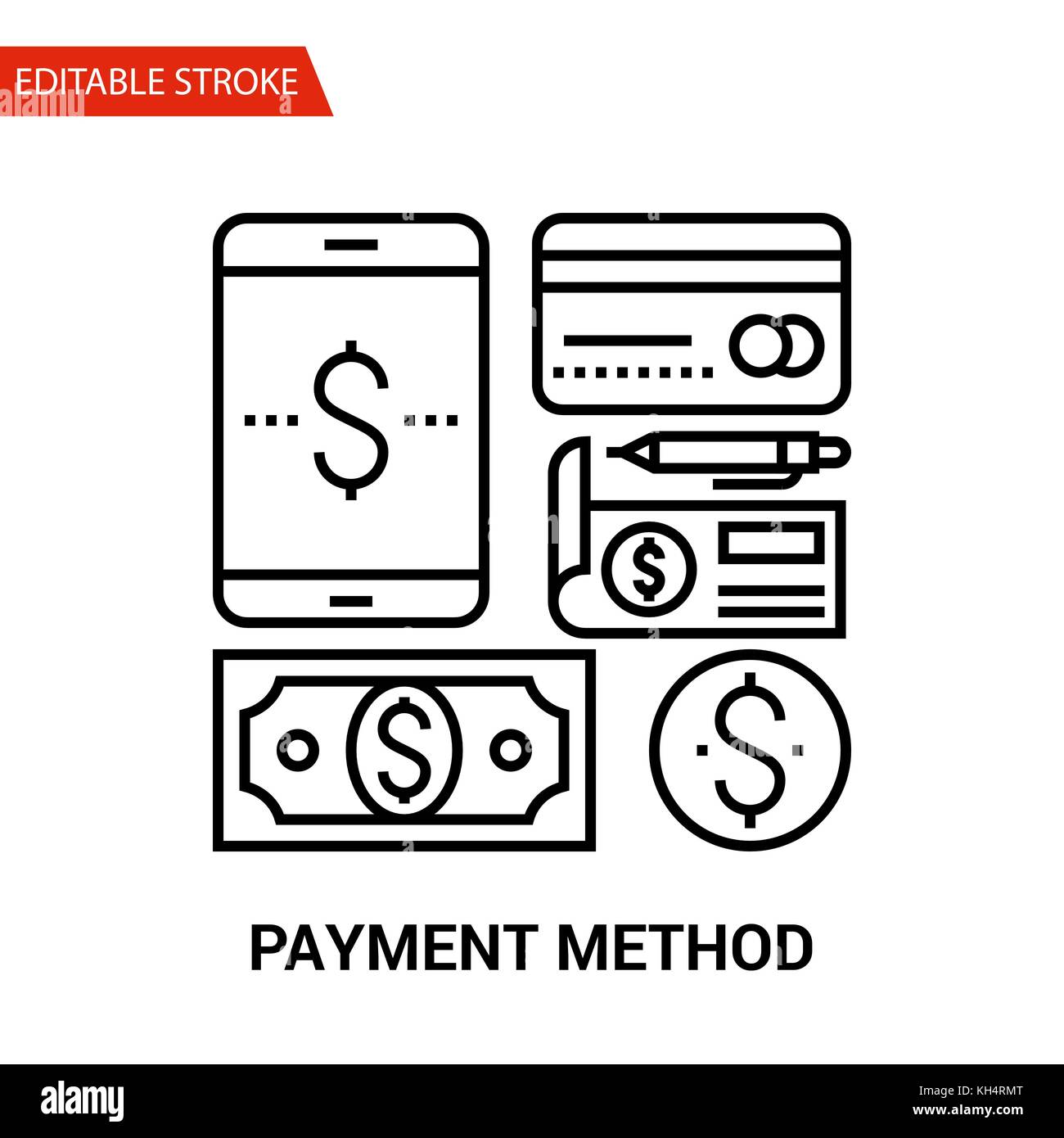 Payment Method Icon. Thin Line Vector Illustration Adjust stroke
