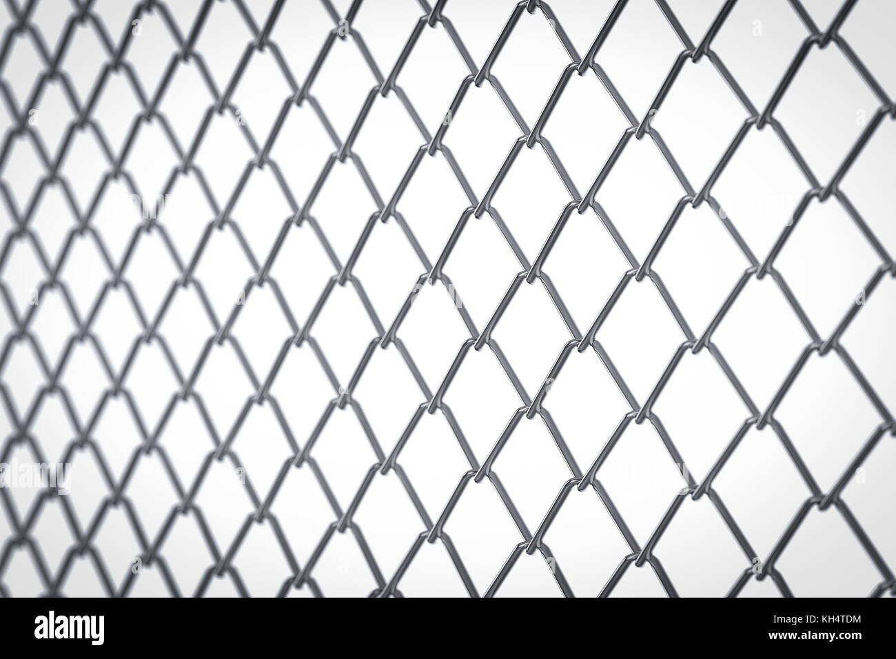 3d rendering metal mesh fence or chain fence on white background Stock Photo