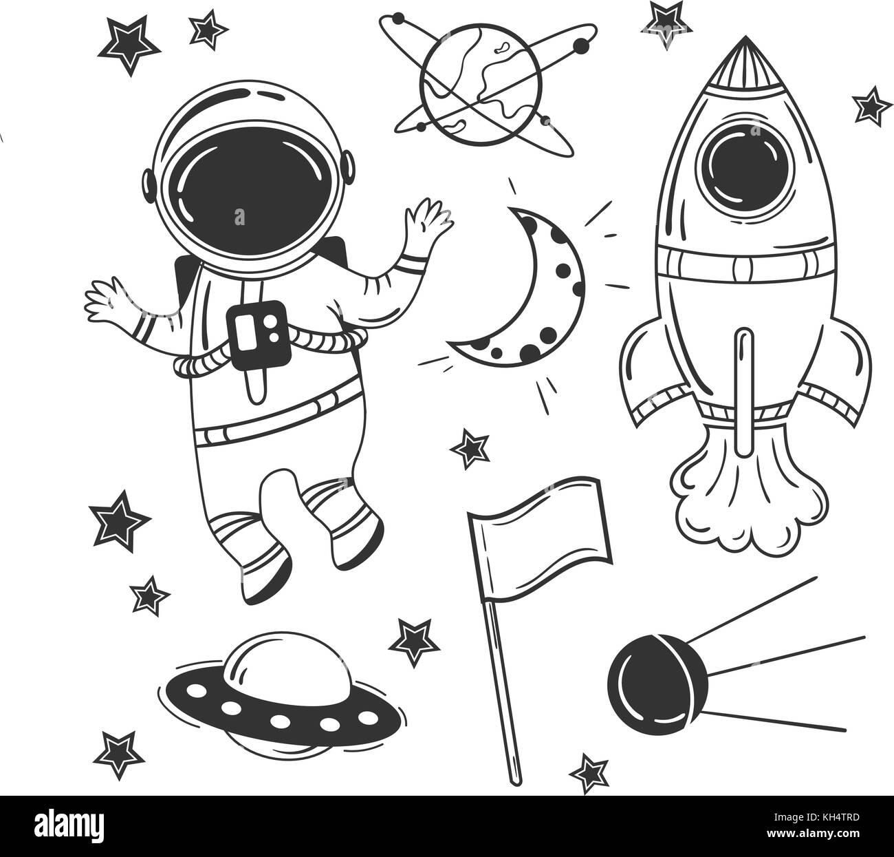 Astronaut cartoon space set Stock Vector Image & Art - Alamy