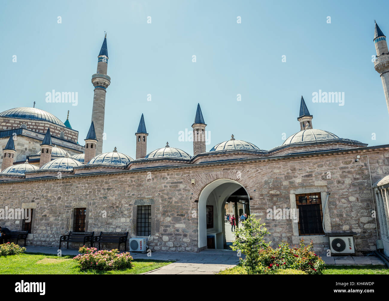 exterior-view-of-mevlana-museum-in-konya-turkey-28-august-2017-stock