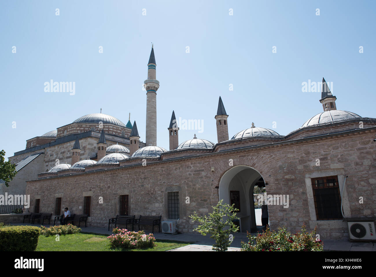 exterior-view-of-mevlana-museum-in-konya-turkey-28-august-2017-stock
