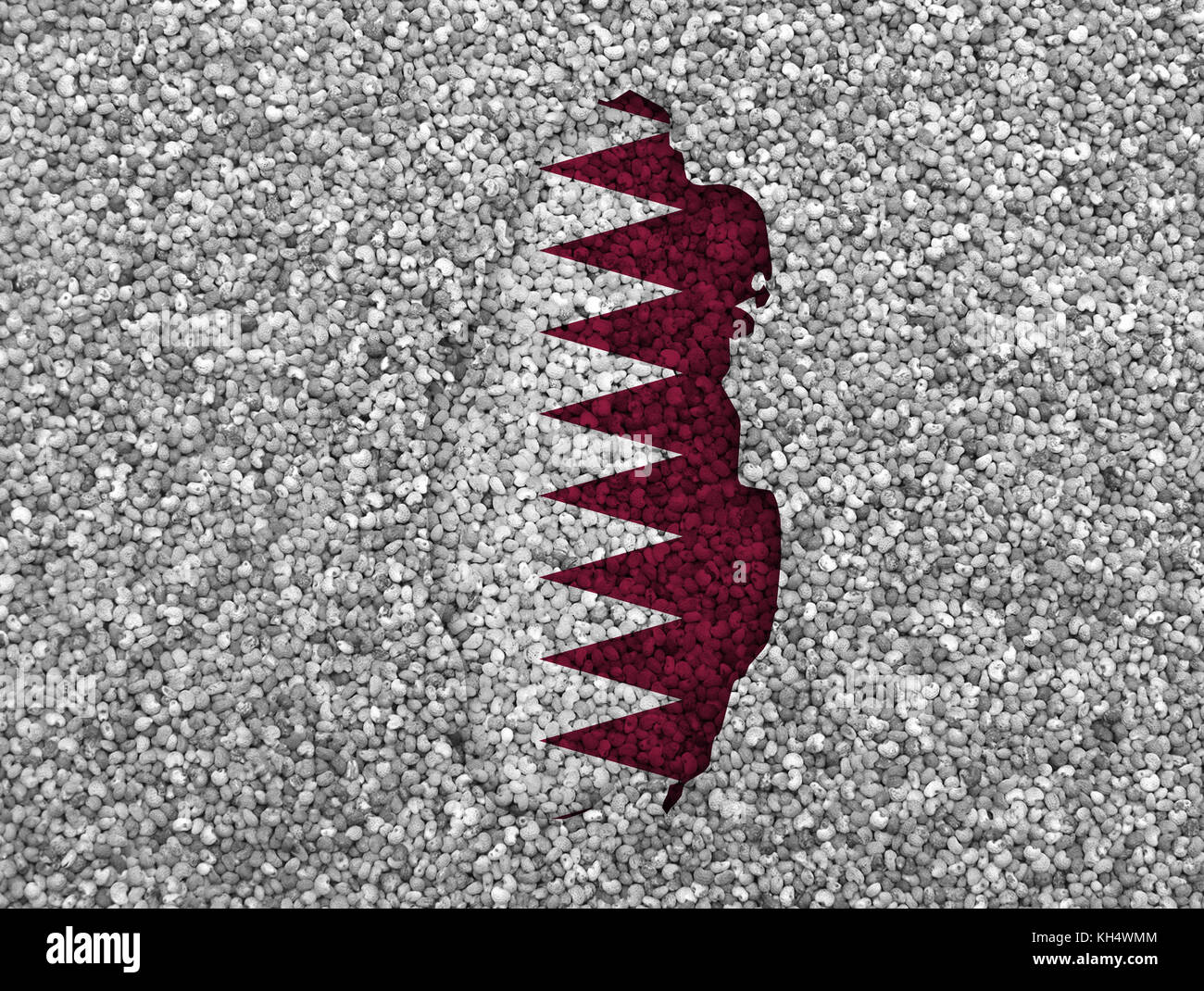 Map and flag of Qatar on poppy seeds Stock Photo Alamy