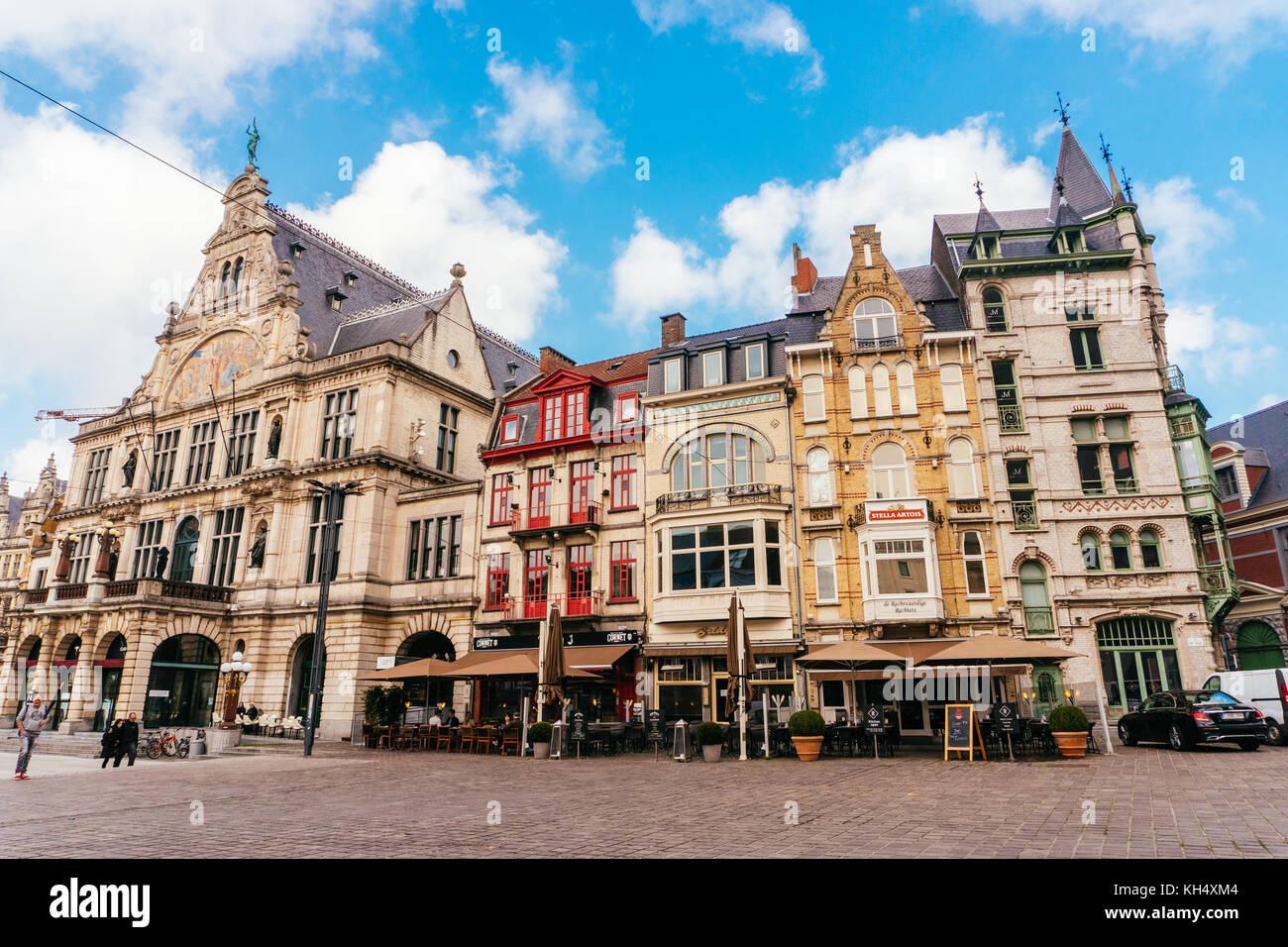 GHENT, BELGIUM - November, 2017: Architecture of Ghent city center. Ghent is a city and a municipality located in the Flemish region of Belgium, capit Stock Photo