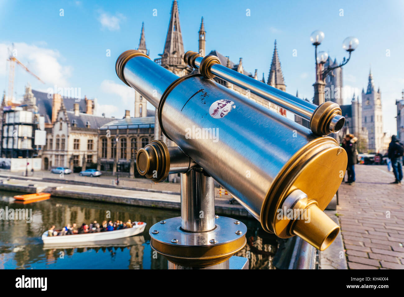 GHENT, BELGIUM - November, 2017: Architecture of Ghent city center. Ghent is medieval city and point of tourist destination in Belgium. Stock Photo