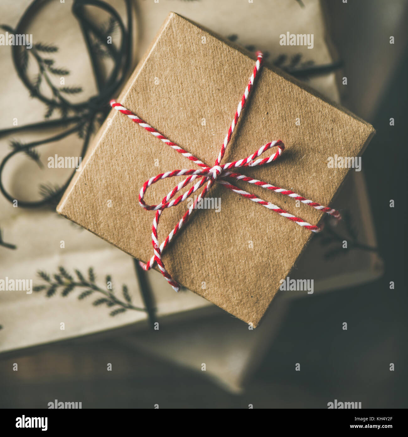Flat-lay of gift boxes, rope, scissors, square crop Stock Photo - Alamy