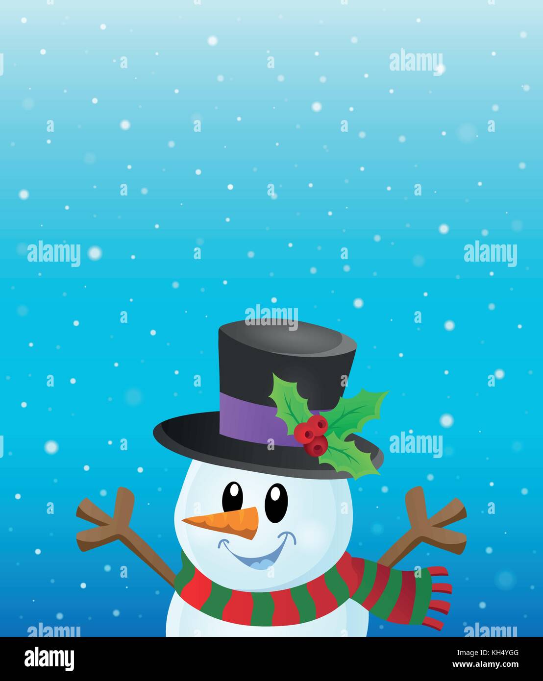 Lurking snowman in snowy weather theme 1 - eps10 vector illustration ...