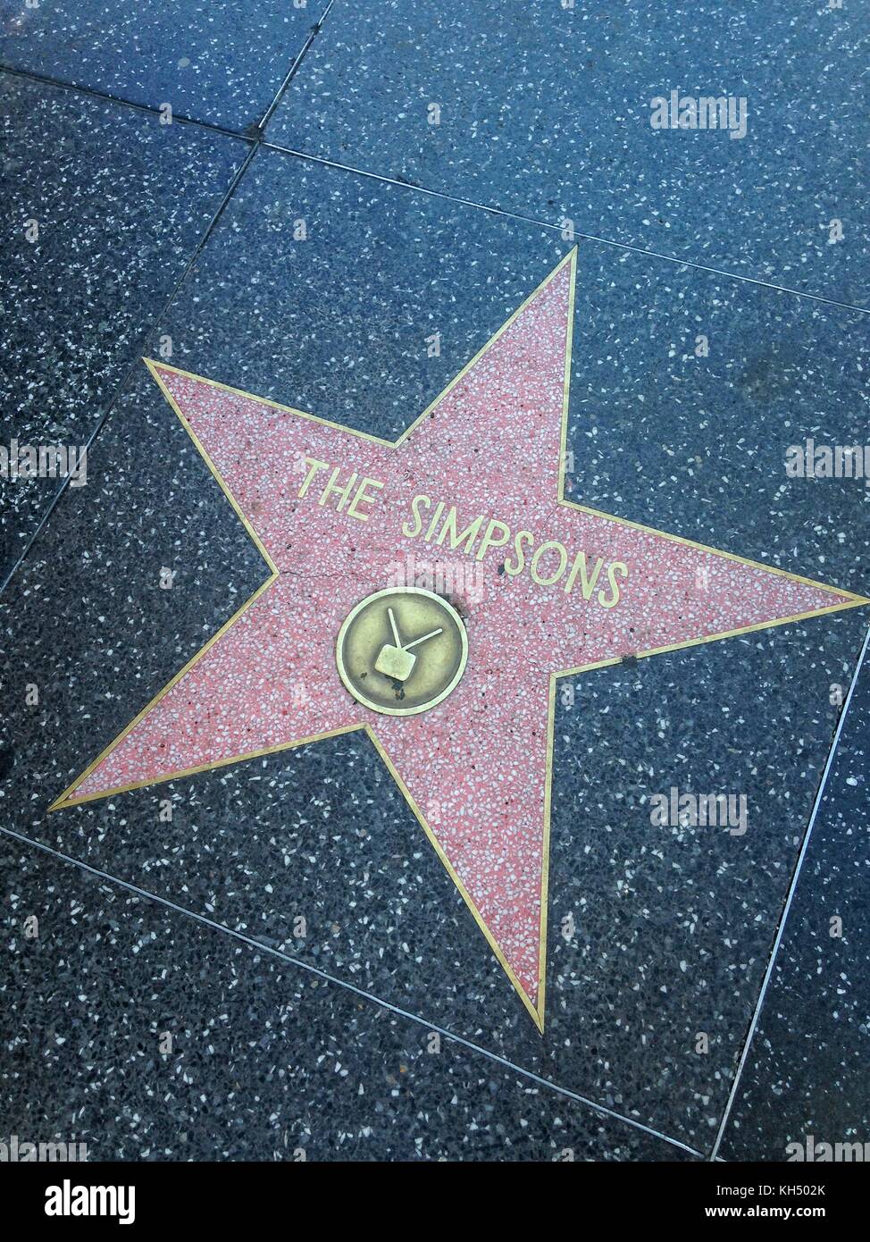 Hollywood, California - July 26 2017: The Simpsons Hollywood walk of fame star on July 26, 2017 in Hollywood, CA. Stock Photo