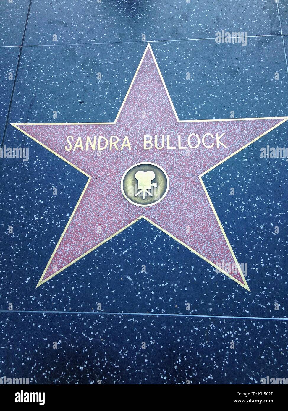 Hollywood, California - July 26 2017: Sandra Bullock Hollywood walk of fame star on July 26, 2017 in Hollywood, CA. Stock Photo