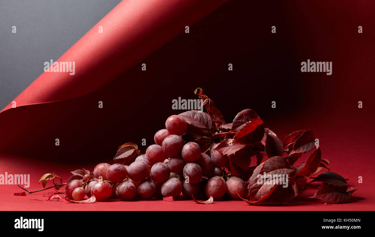 Red Grape Background ripe fresh red grapes on a red background Stock Photo - Alamy