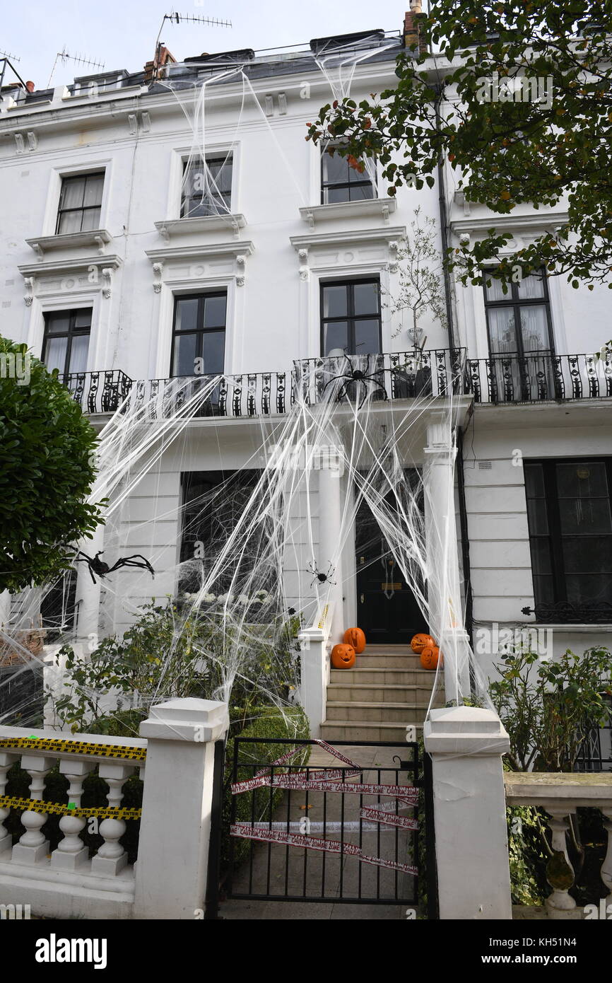 Halloween dressed house in London today Picture Jeremy Selwyn Credit: Evening Standard Stock Photo