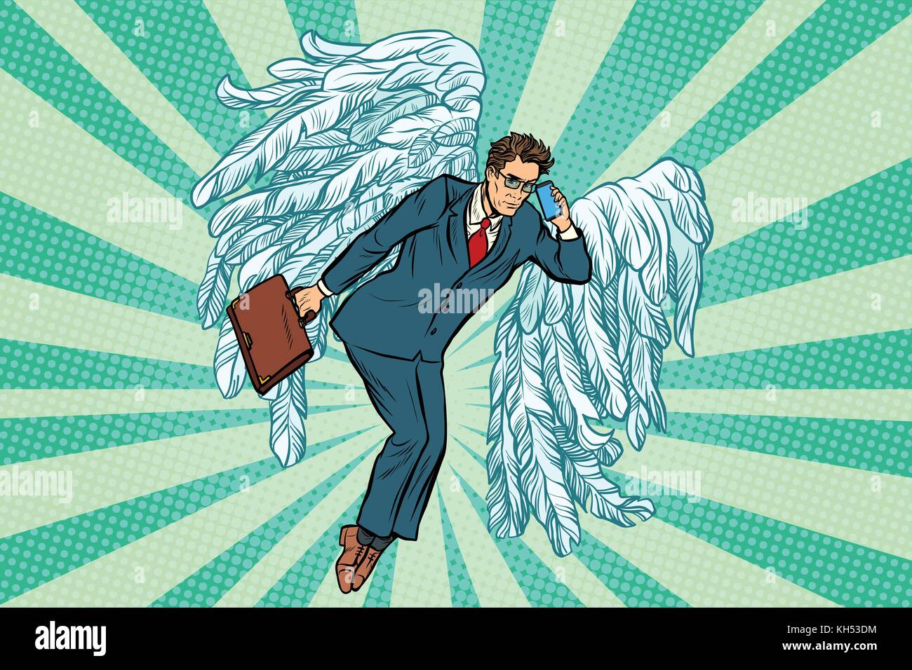 Business angel businessman. Pop art retro vector illustration Stock Vector