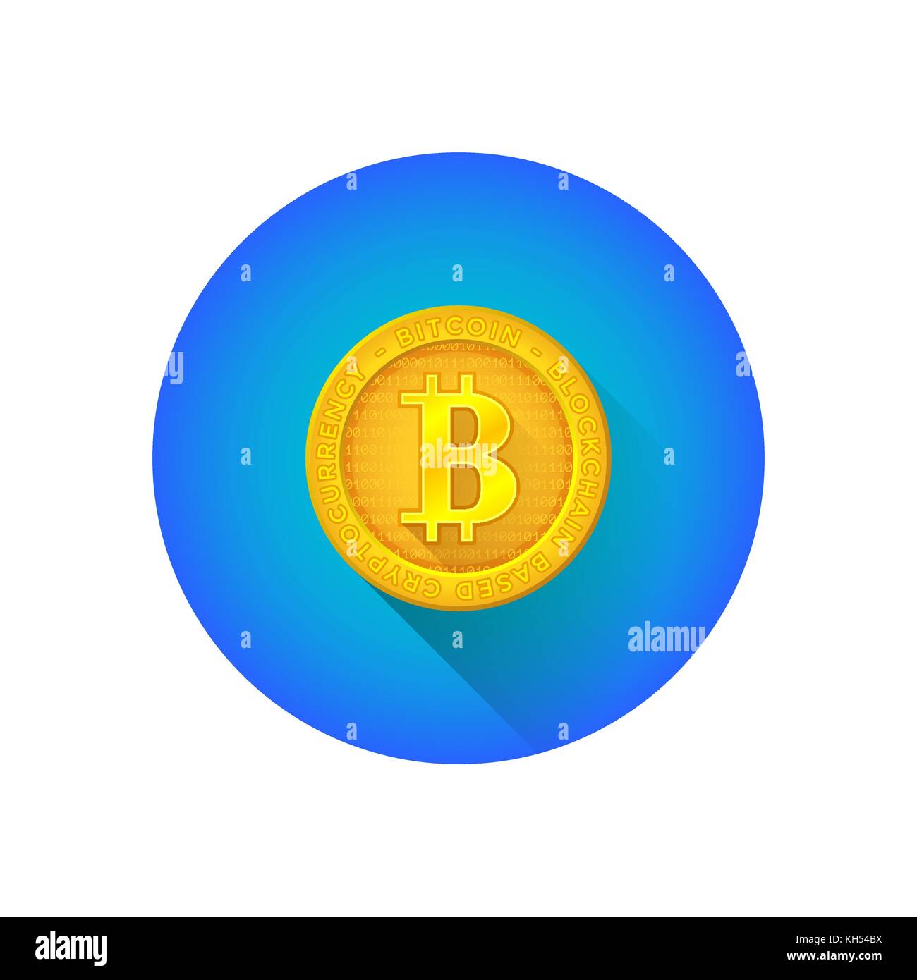 vector colorful flat design bitcoin symbol blockchain based cryptocurrency  gold coin with long shadow blue circle icon isolated on white background  Stock Vector Image & Art - Alamy