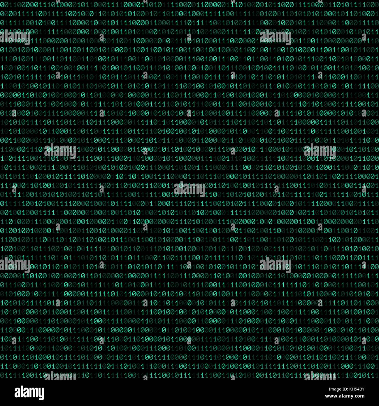 vector teal color binary code text decorative abstract black background seamless pattern Stock Vector