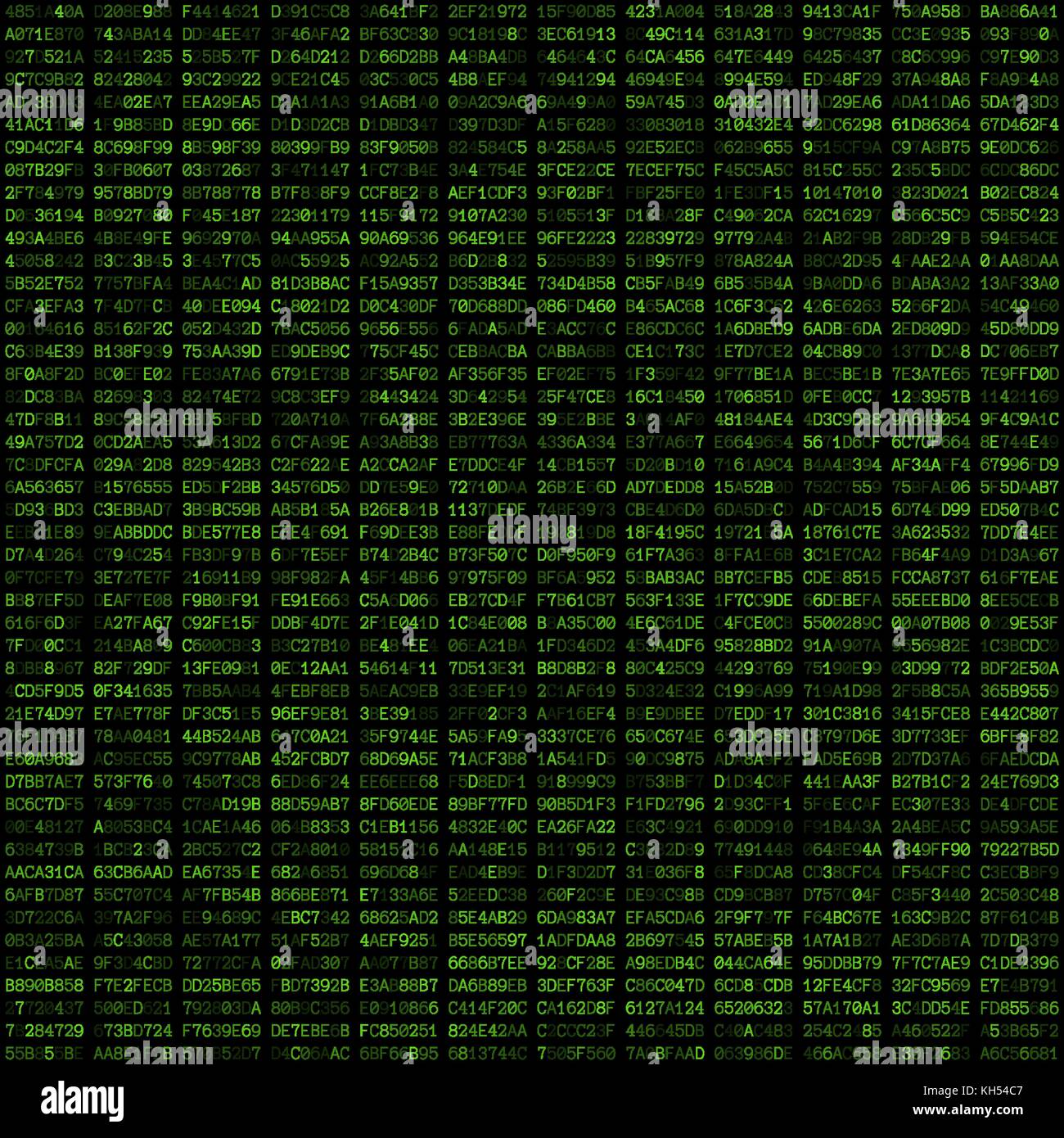 vector green color hexadecimal code text decorative abstract black background seamless pattern Stock Vector