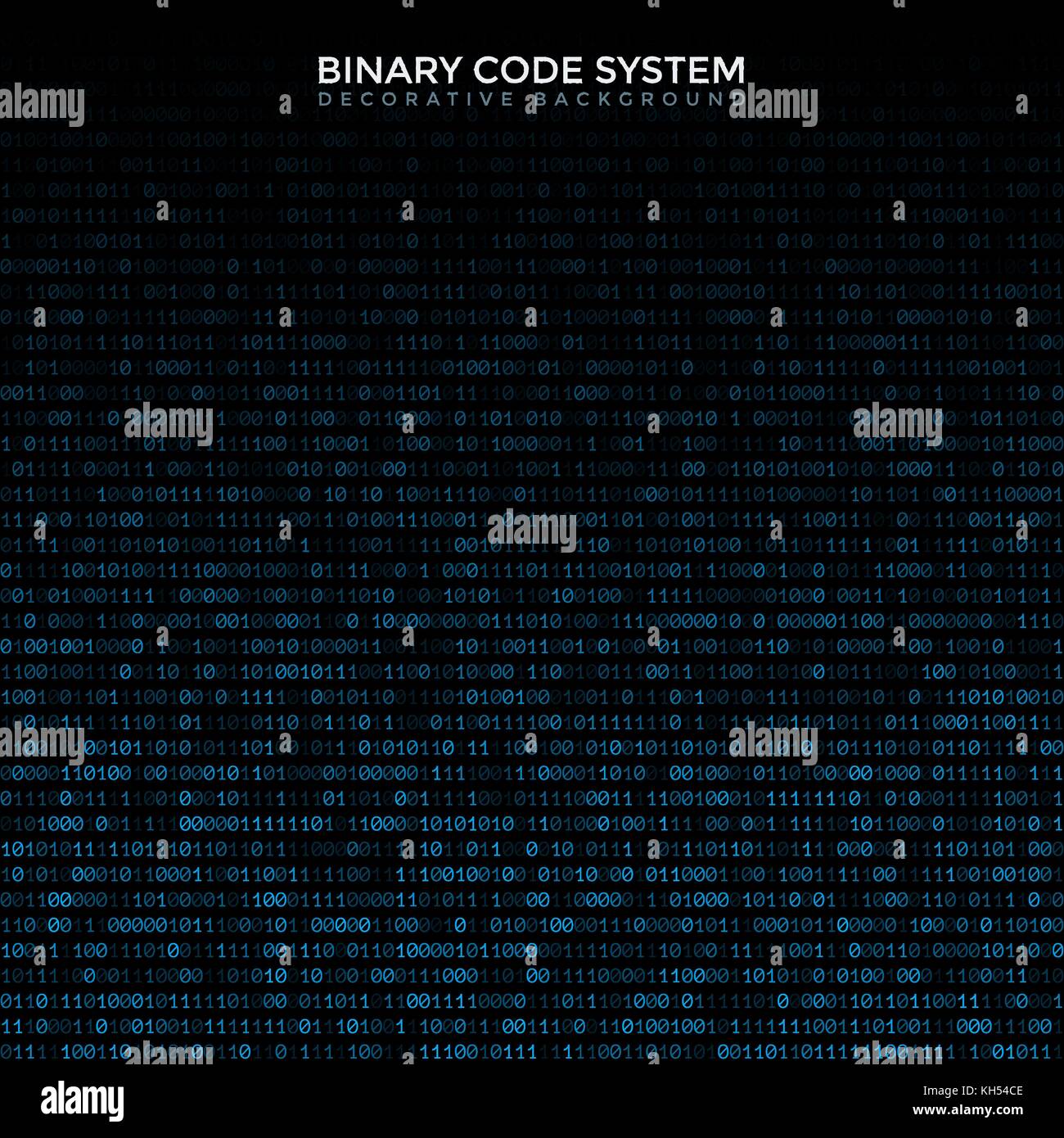vector blue color volumetric binary code decorative abstract dark background text template Stock Vector