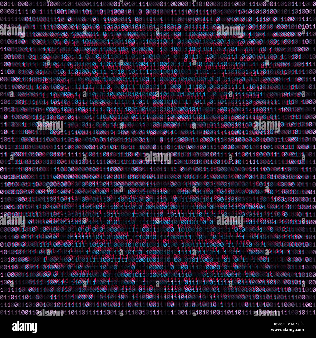 vector anaglif style color warped binary code decorative abstract dark background Stock Vector