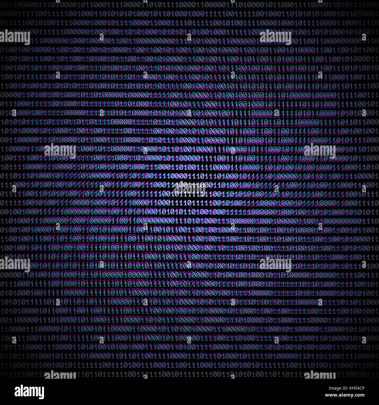 vector anaglif style color volumetric binary code decorative abstract dark background Stock Vector