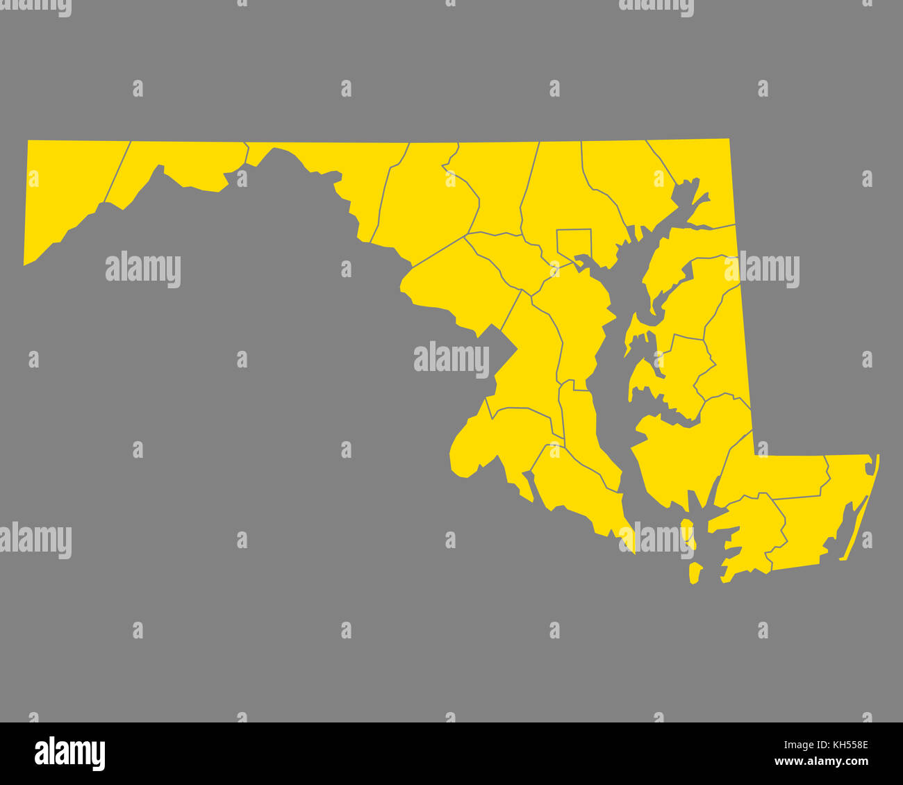 Map Of Maryland Stock Photo - Alamy