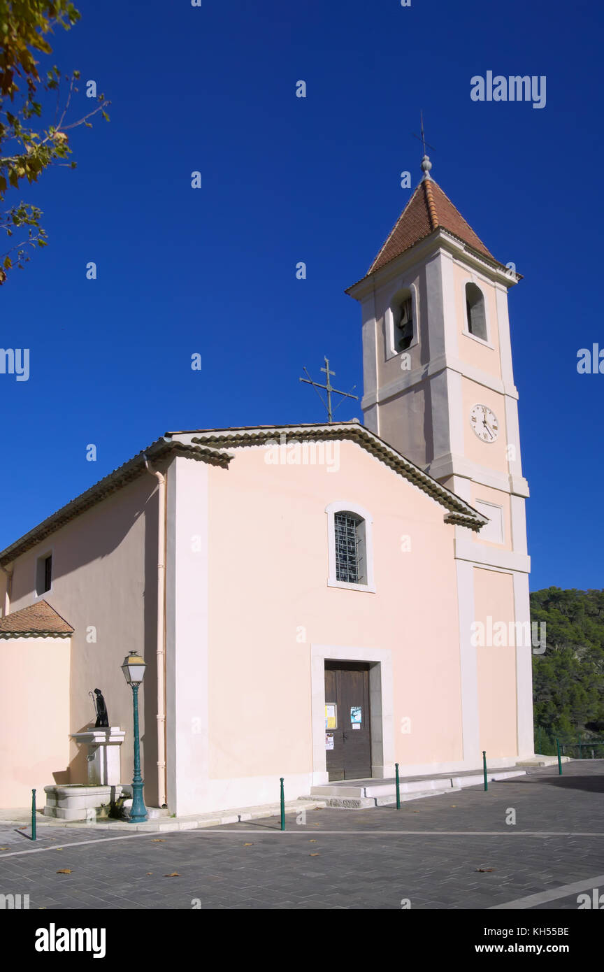 Church of Saint-Blaise, a village in Alpes-Maritimes département in southeastern France on the Route of Perched Villages. Stock Photo