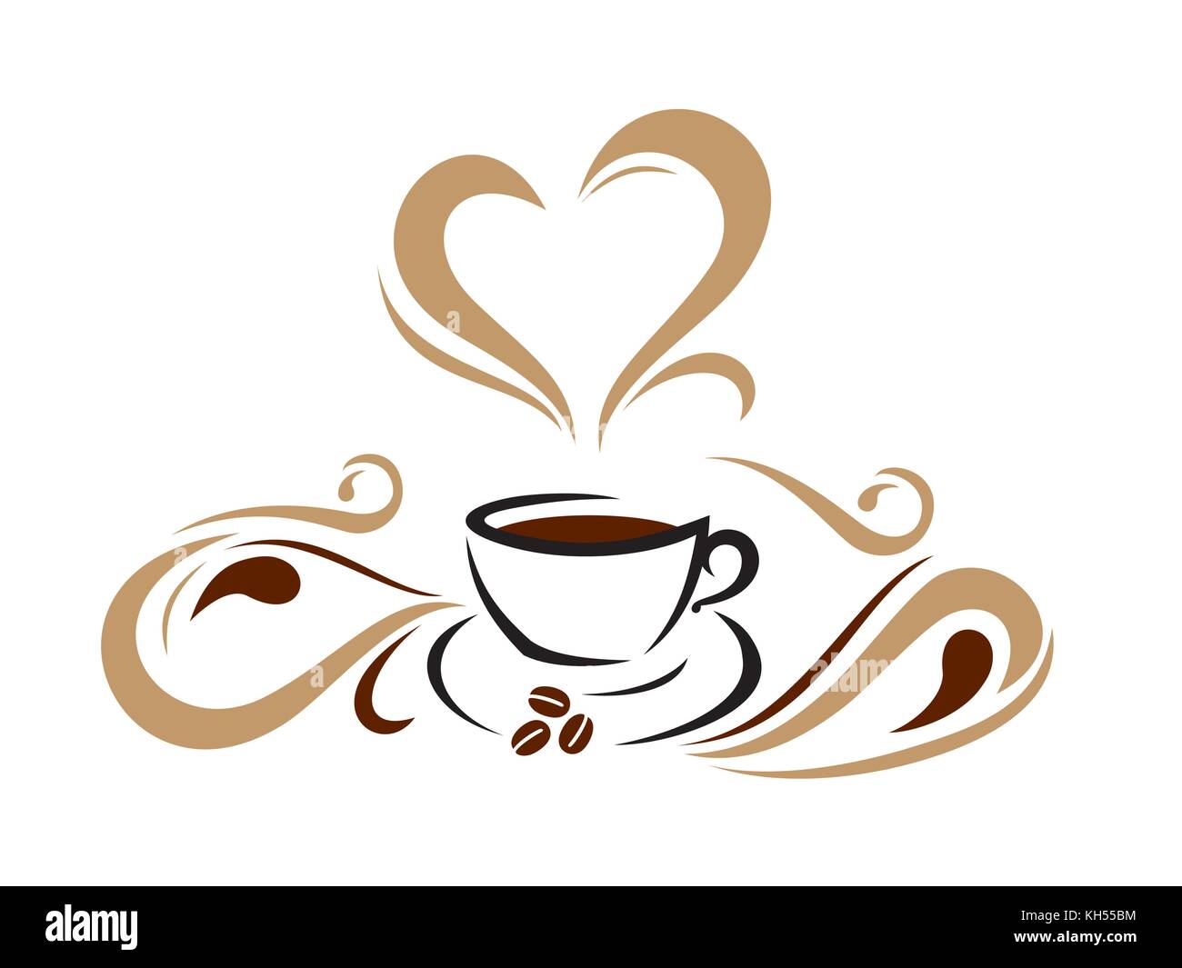 line art stylish coffee cup illustration isolated on white Stock Vector ...