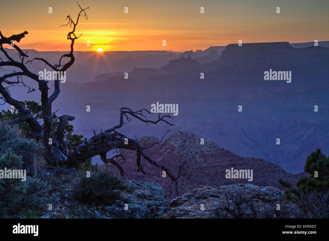 Sunset at the Grand Canyon National Park Stock Photo